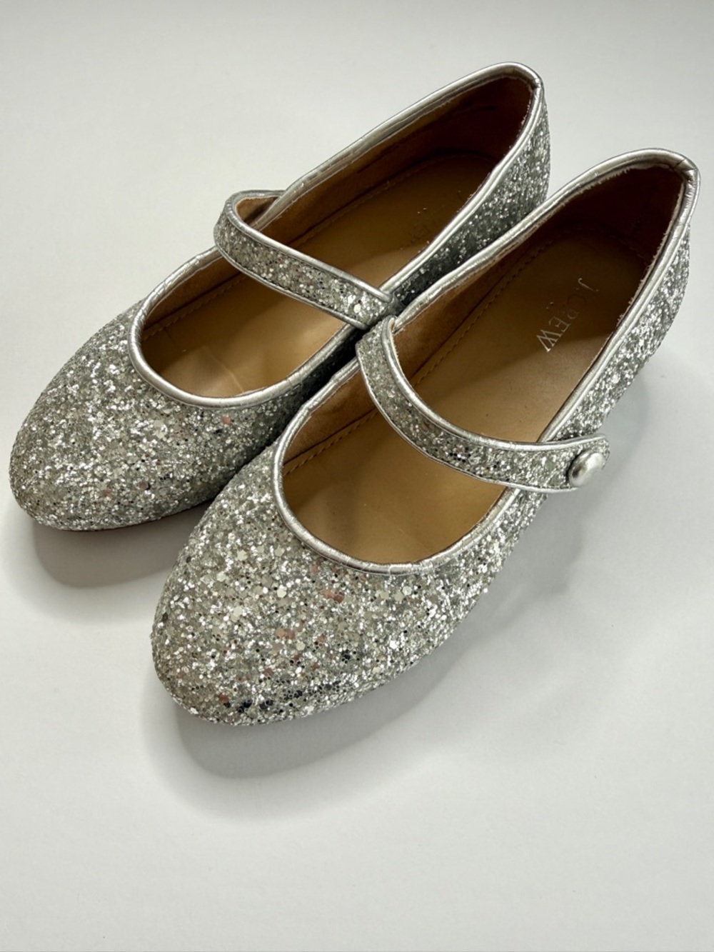 J CREW FACTORY Crewcuts Girls Silver Glitter Mary Jane Heeled Dress Shoes CB054 - Picture 3 of 8